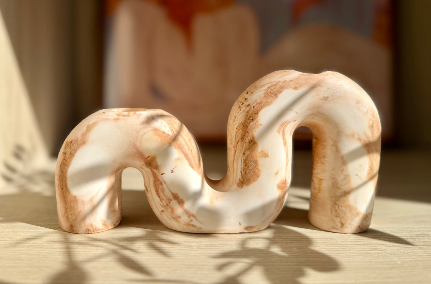 Nahal Candle Holder- Creamy white and Clay