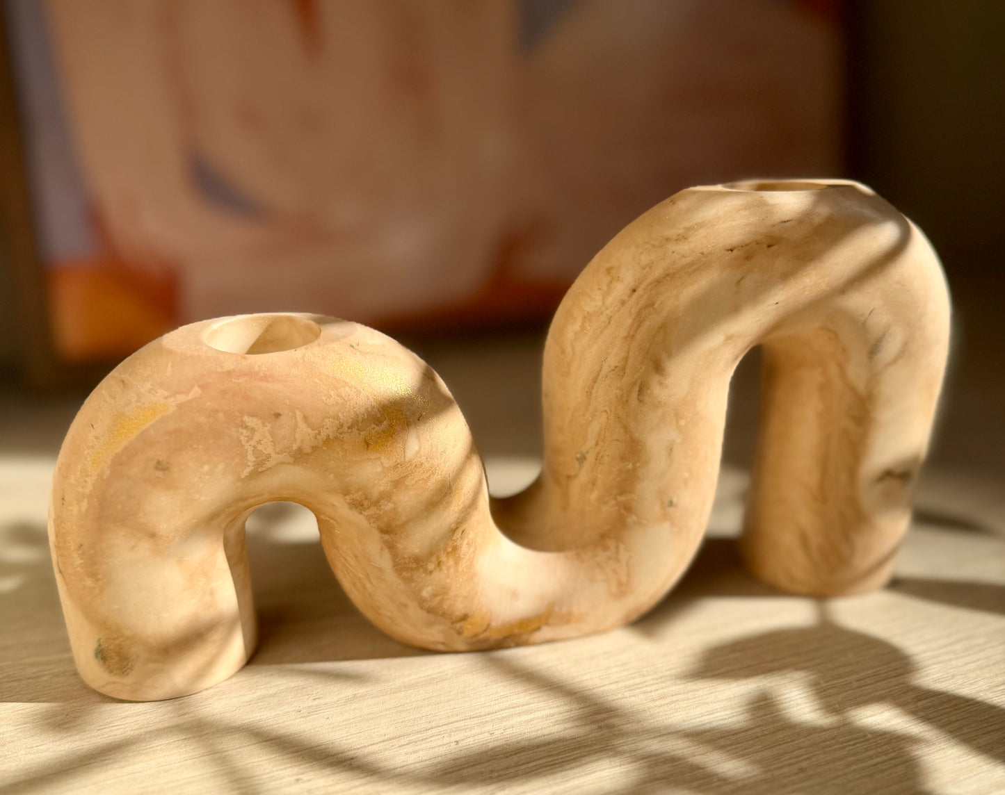 Nahal Candle Holder - gold and mauve