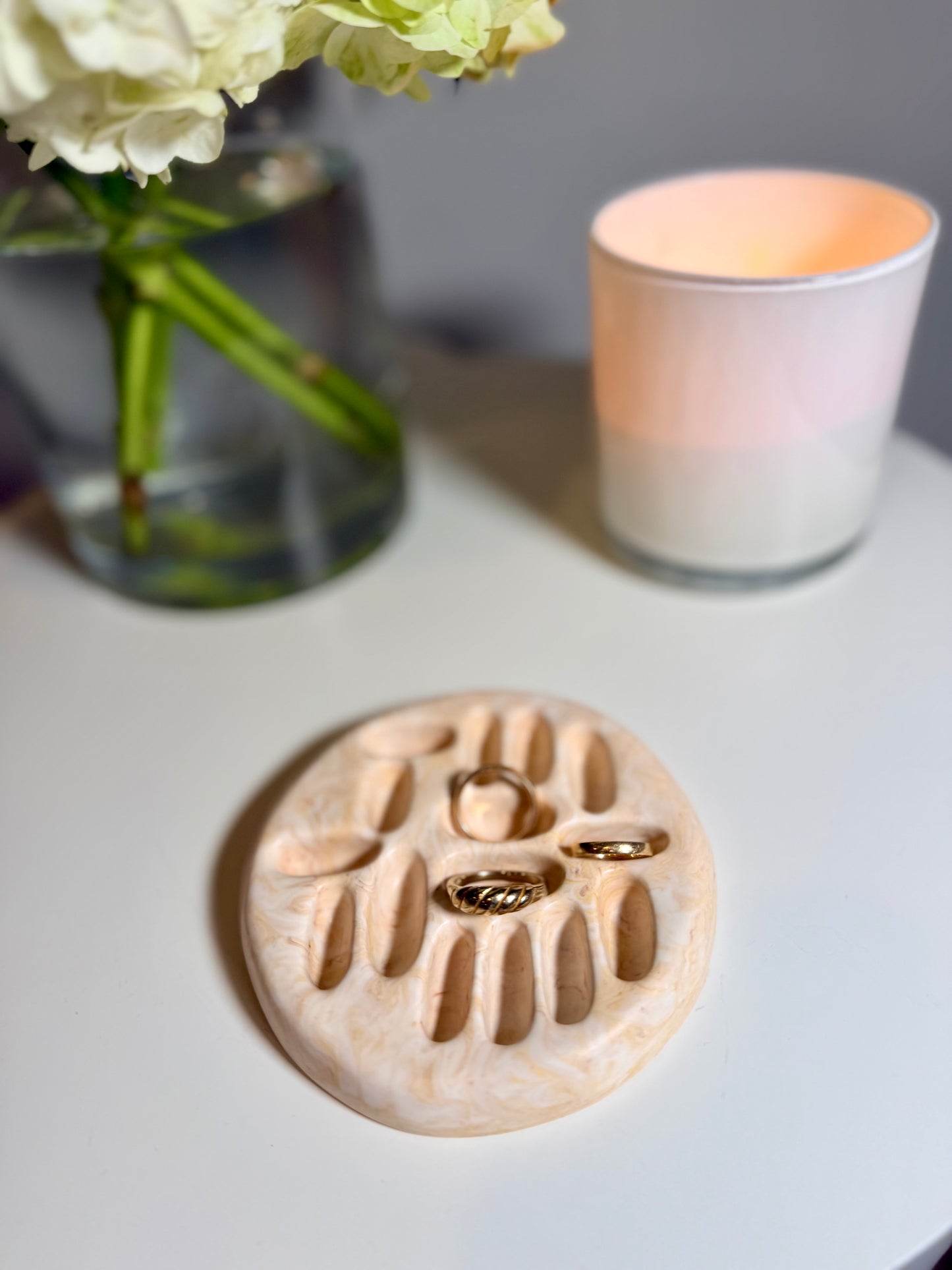 Fossil Form Ring Dock in Limestone Bone