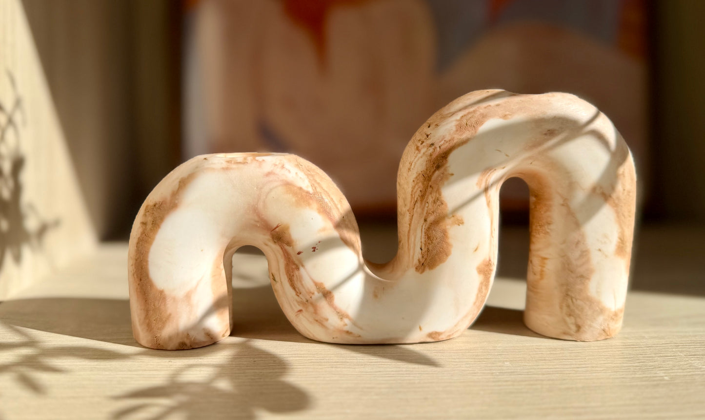 Nahal Candle Holder- Creamy white and Clay