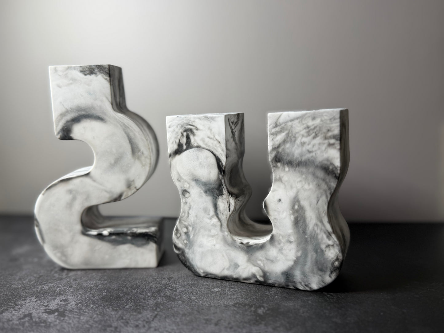 Tide Form Candle Holder Set in Obsidian