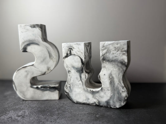 Tide Form Candle Holder Set in Obsidian