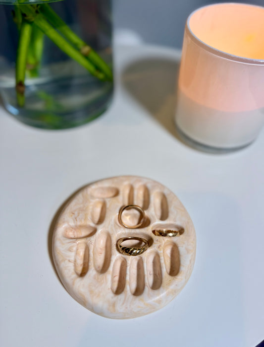 Fossil Form Ring Dock in Limestone Bone