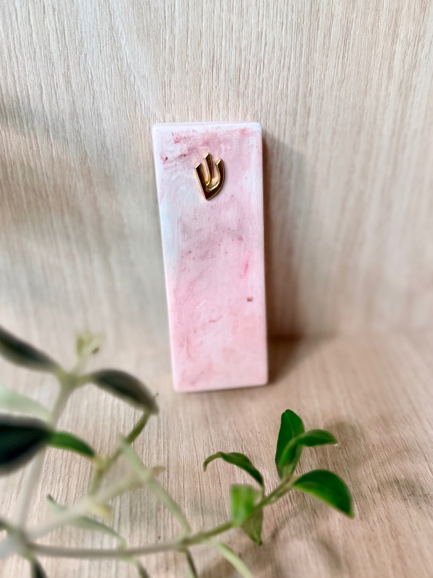 Small Mezuzah in soft blush pink