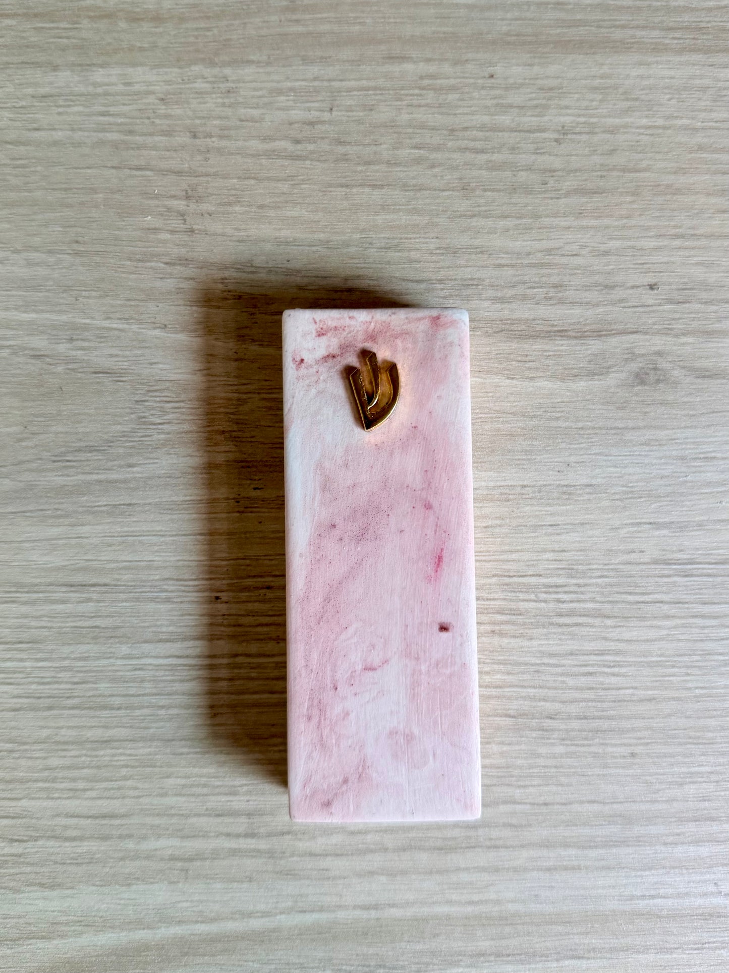 Small Mezuzah in soft blush pink